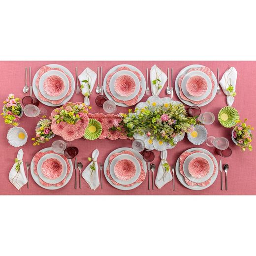 Dalia rechteckige Fayenceschale in Rosa, 47 x 20 x 2 cm | Maria Flor