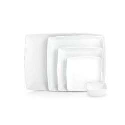 Rectangular Porcelain Platter Carré Whité, 38.4x28.3x2.9 cm