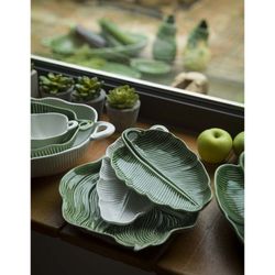 Fajance S fad i grøn, 26,5 x 14,5 x 4,5 cm | bananblade
