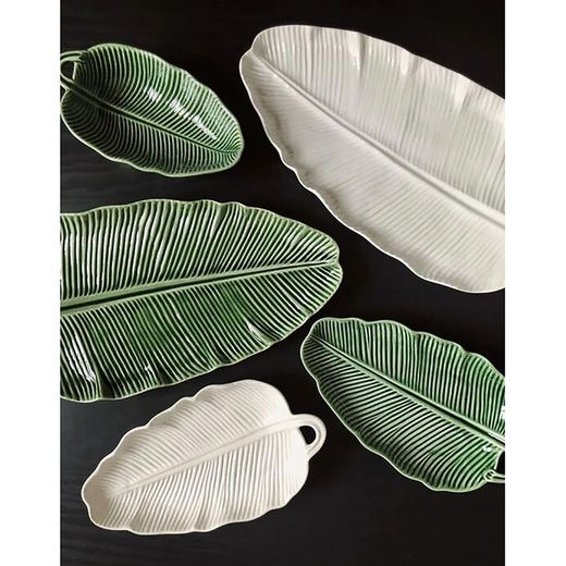 Fajance S fad i grøn, 26,5 x 14,5 x 4,5 cm | bananblade