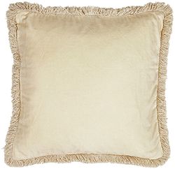 Off-white fringed velvet cushion cover 45 x 45 cm