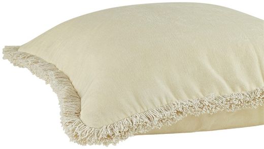 Off-white fringed velvet cushion cover 45 x 45 cm