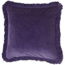 Purple fringed velvet cushion cover 45 x 45 cm