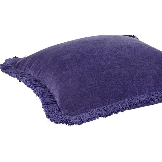 Purple fringed velvet cushion cover 45 x 45 cm