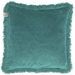 Funda de cojín de terciopelo con flecos verde esmeralda, 45 x 45 cm