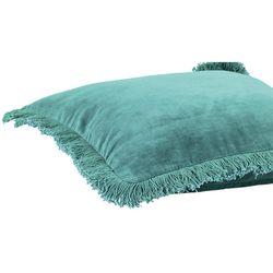 Funda de cojín de terciopelo con flecos verde esmeralda, 45 x 45 cm
