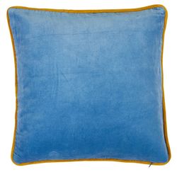 Blue / yellow velvet and organic cotton cushion cover 45 x 45 cm
