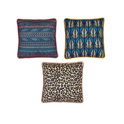 Blue / yellow velvet and organic cotton cushion cover 45 x 45 cm