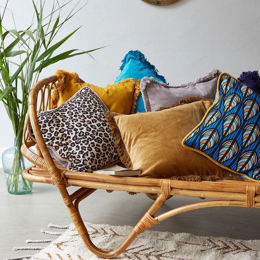 Kuddfodral i sammet och ekologisk bomull brons / grå 45 x 45 cm