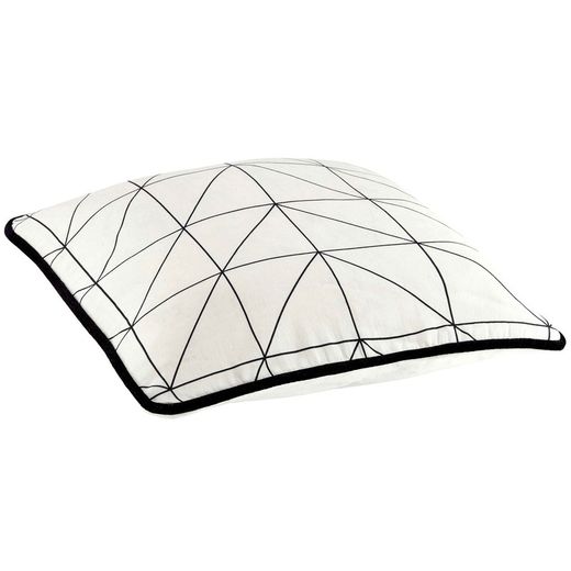 Funda de cojín de terciopelo y algodón orgánico negro/gris, 45 x 45 cm