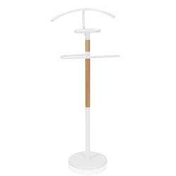 Suporte de manobrista em madeira e metal branco, 46 x 28 x 113 cm