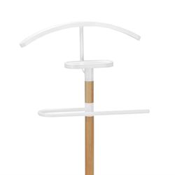 Suporte de manobrista em madeira e metal branco, 46 x 28 x 113 cm