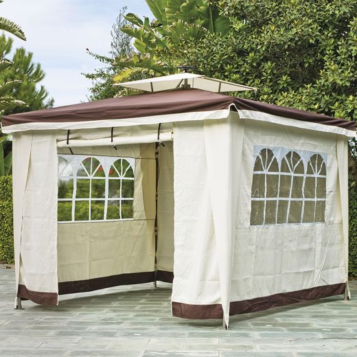 Gazebo con Luz Solar Sidney de Acero y Poliéster, 300x300x259 cm