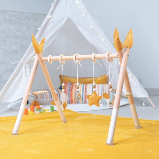 Gimnasio de bebé montessori de pino en natural, 63 x 30 x 57 cm | Hanger