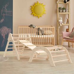 Palestra per bambini stile Montessori in legno colore naturale, 66x84,5x73,2 cm | arrampicata