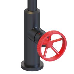 Kökskran i mässing i svart och rött, 7 x 24 x 35 cm | Delta