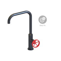 Kökskran i mässing i svart och rött, 7 x 24 x 35 cm | Delta