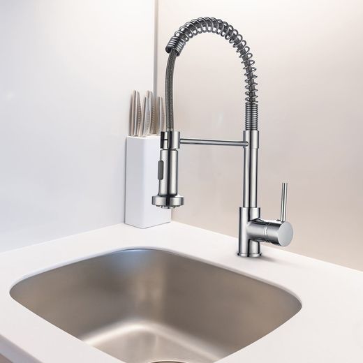 Robinet de cuisine en laiton et acier argenté, 5 x 27 x 41 cm | Dock