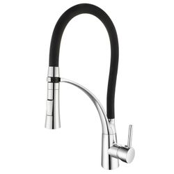 Robinet de cuisine en laiton et silicone noir et argent, 8 x 23 x 43 cm | Éclaboussure