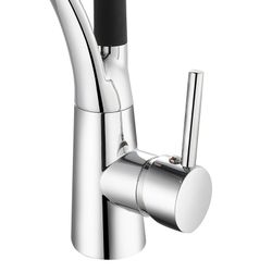 Robinet de cuisine en laiton et silicone noir et argent, 8 x 23 x 43 cm | Éclaboussure