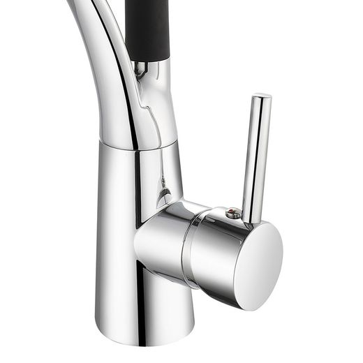 Robinet de cuisine en laiton et silicone noir et argent, 8 x 23 x 43 cm | Éclaboussure