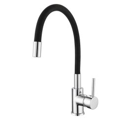 Keukenkraan van messing en siliconen in zwart en zilver, 9,6 x 22 x 36,6 cm | Buigen