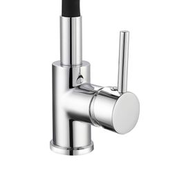 Keukenkraan van messing en siliconen in zwart en zilver, 9,6 x 22 x 36,6 cm | Buigen