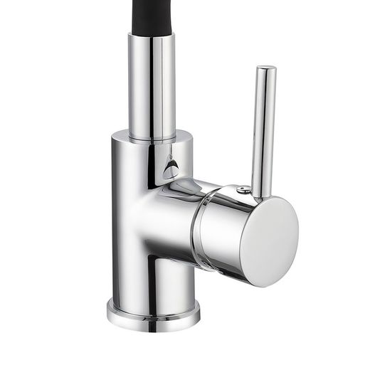 Keukenkraan van messing en siliconen in zwart en zilver, 9,6 x 22 x 36,6 cm | Buigen