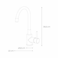 Keukenkraan van messing en siliconen in zwart en zilver, 9,6 x 22 x 36,6 cm | Buigen