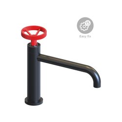 Messing wastafelkraan in zwart en rood, 6,7 x 23,5 x 20 cm | Chillout Delta