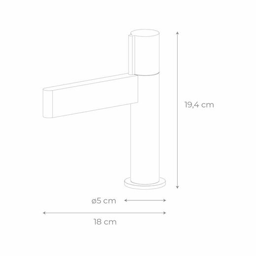 Brass basin tap in silver, 5 x 18 x 19.4 cm | Zenit