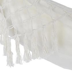 Hamac à franges en coton beige, 200x60x130cm