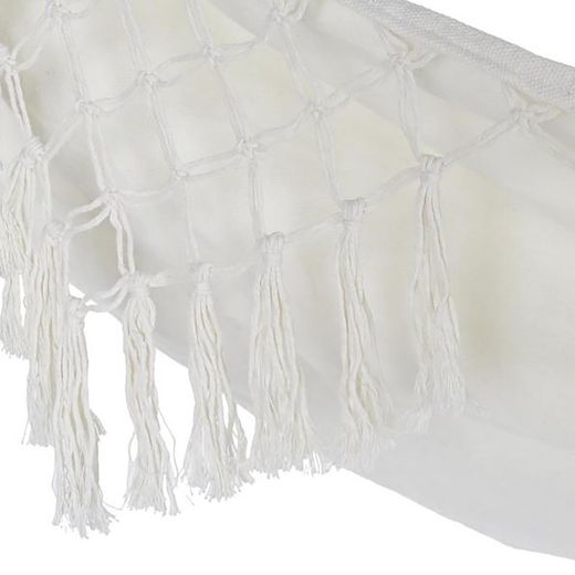 Hamac à franges en coton beige, 200x60x130cm