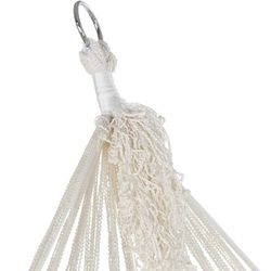 Hängmatta med beige bomullsfransar, 300x90x130cm