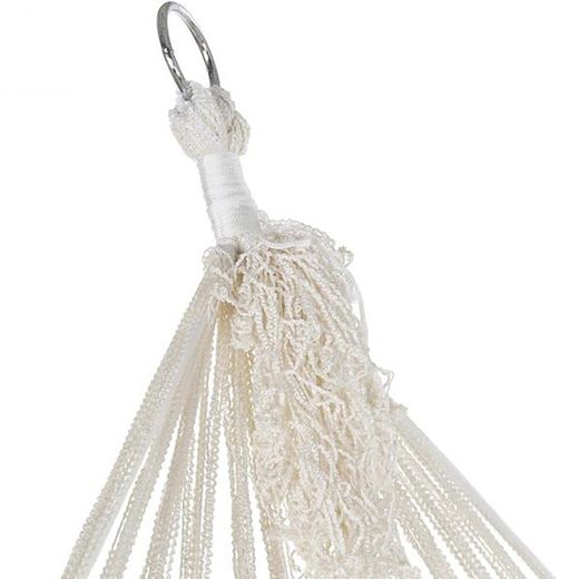 Hängmatta med beige bomullsfransar, 300x90x130cm