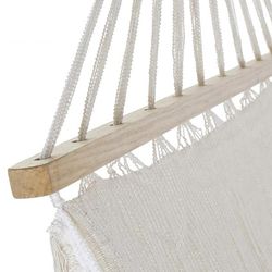 Hängmatta med beige bomullsfransar, 300x90x130cm