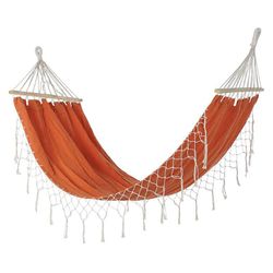 Hamac à franges en coton orange, 255x80x28cm