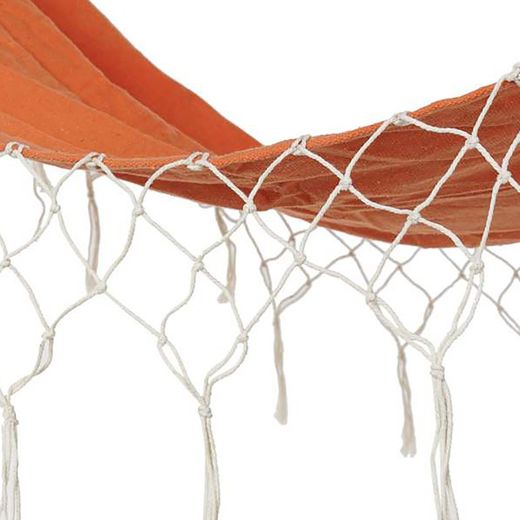 Hamac à franges en coton orange, 255x80x28cm
