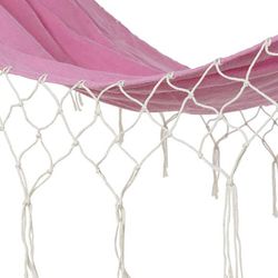 Hamac à franges en coton rose, 255x80x28cm