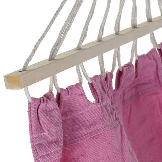 Hamac à franges en coton rose, 255x80x28cm