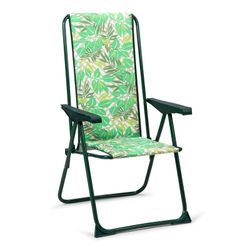Silla de Playa Plegable de Acero y Tela Verde, 62x60x105 cm