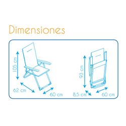 Silla de Playa Plegable de Acero y Tela Verde, 62x60x105 cm
