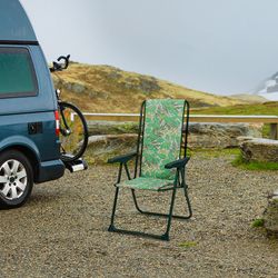 Silla de Playa Plegable de Acero y Tela Verde, 62x60x105 cm