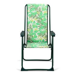 Silla de Playa Plegable de Acero y Tela Verde, 62x60x105 cm