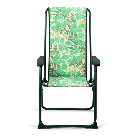 Silla de Playa Plegable de Acero y Tela Verde, 62x60x105 cm