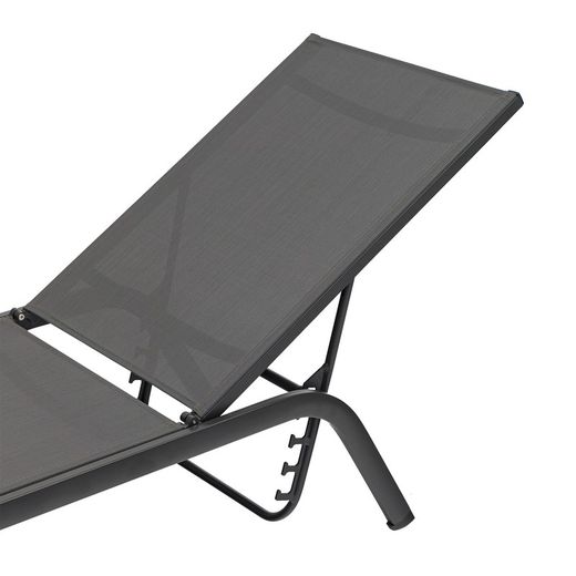 Hängmatta av aluminium och textilen i antracit, 201 x 60 x 34-101 cm | Galt