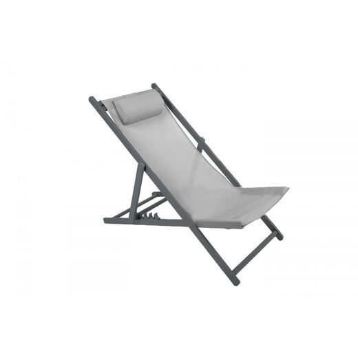 Amaca pieghevole in alluminio grigio chiaro e texalina, 59x97-101x81-94 cm