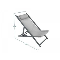 Amaca pieghevole in alluminio grigio chiaro e texalina, 59x97-101x81-94 cm