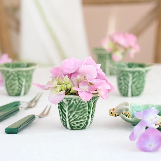 Coquetier en faïence verte, Ø 7,1 x 5,1 cm | Chou