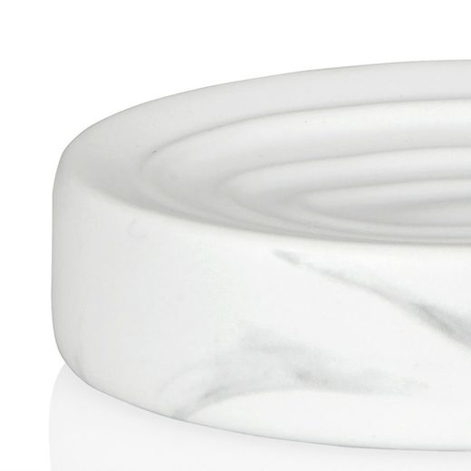White Marble Effect Ceramic Soap Dish, 13x9x3cm